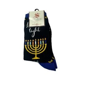 Socksmith Hanukkah Socks Women’s Crew Love & Light Menorah Stars of David NWT